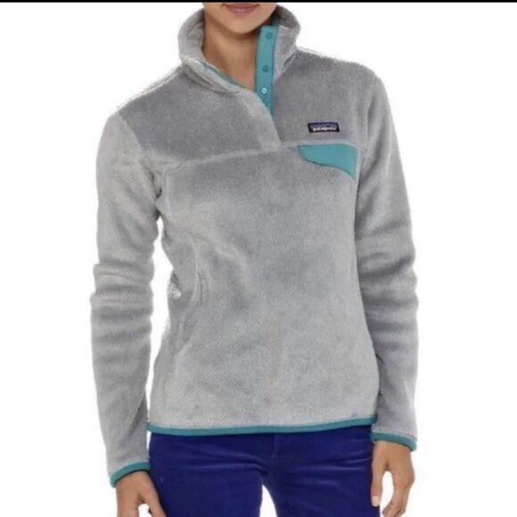 Patagonia Jackets & Blazers - Patagonia Re-tool Snap T Pullover Fleece Gray Turquoise Small